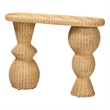 bali & pari Hisao Natural Rattan Checkered Console Table with Sculptural Base