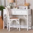 bali & pari Lindie Natural Rattan Writing Desk with Two Drawers White