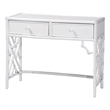 bali & pari Lindie Natural Rattan Writing Desk with Two Drawers White