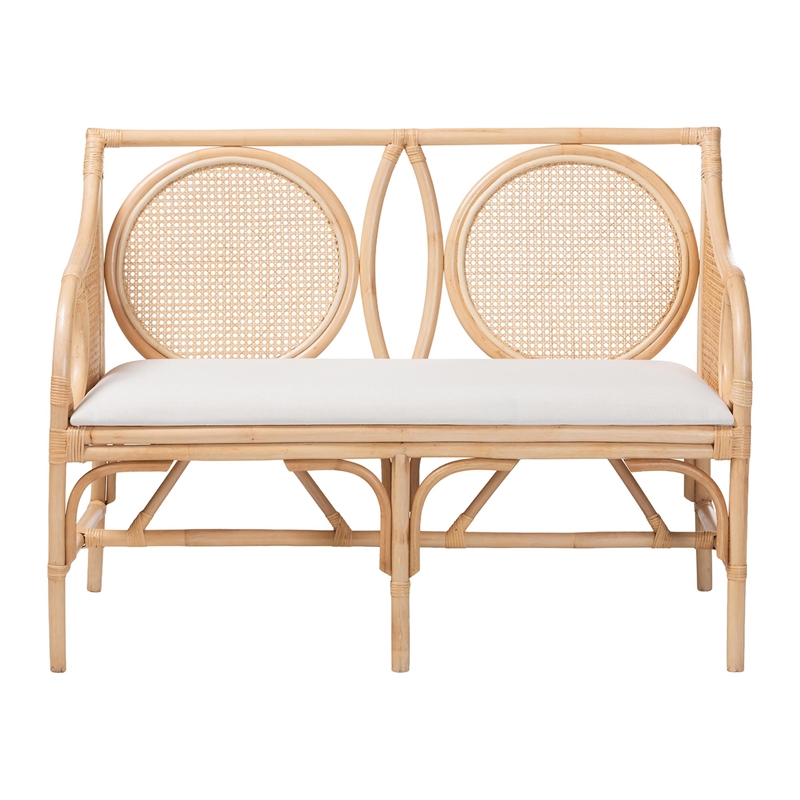 bali & pari Matt Natural Rattan Loveseat with Cane Backrest