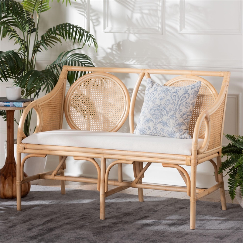 bali & pari Matt Natural Rattan Loveseat with Cane Backrest