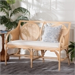 bali & pari Matt Natural Rattan Loveseat with Cane Backrest