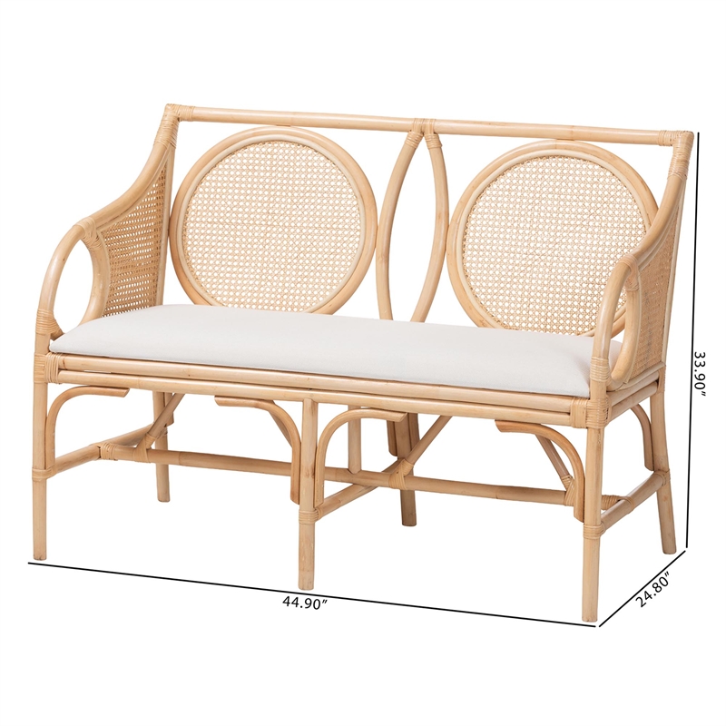 bali & pari Matt Natural Rattan Loveseat with Cane Backrest