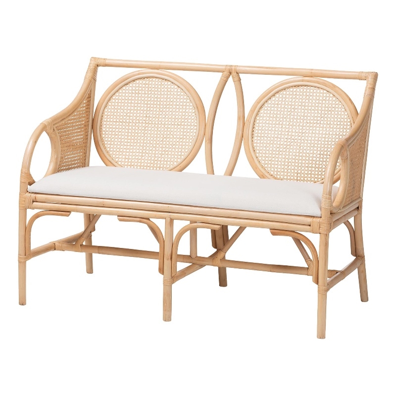 bali & pari Matt Natural Rattan Loveseat with Cane Backrest