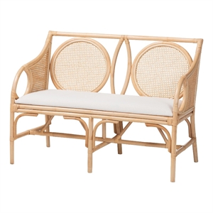 bali & pari Matt Natural Rattan Loveseat with Cane Backrest