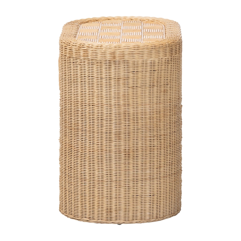 bali & pari Mimi Natural Rattan Checkered End Table with Drawer