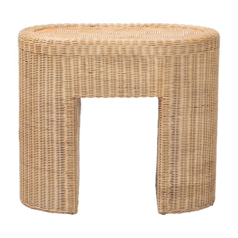 bali & pari Mimi Natural Rattan Checkered End Table with Drawer