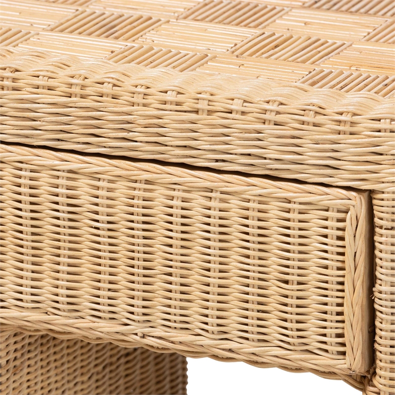 bali & pari Mimi Natural Rattan Checkered End Table with Drawer
