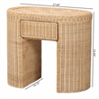 bali & pari Mimi Natural Rattan Checkered End Table with Drawer