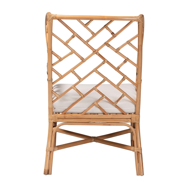 bali & pari Ray Natural Rattan Wingback Armchair with Removable Cushion