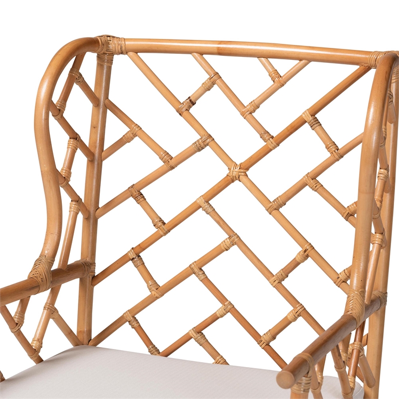 bali & pari Ray Natural Rattan Wingback Armchair with Removable Cushion