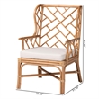 bali & pari Ray Natural Rattan Wingback Armchair with Removable Cushion
