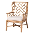 bali & pari Ray Natural Rattan Wingback Armchair with Removable Cushion