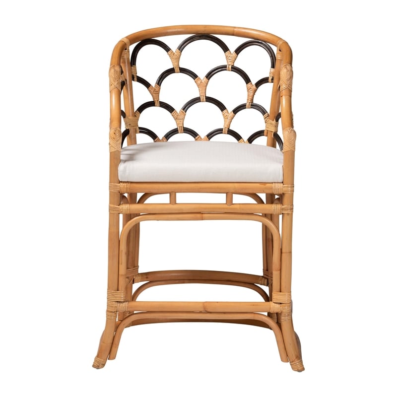 bali & pari Veneto Natural Rattan Counter Stool with Scalloped Back