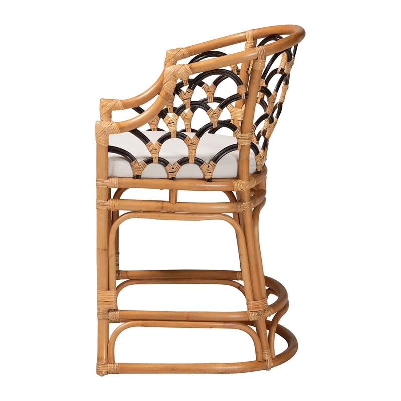 bali & pari Veneto Natural Rattan Counter Stool with Scalloped Back