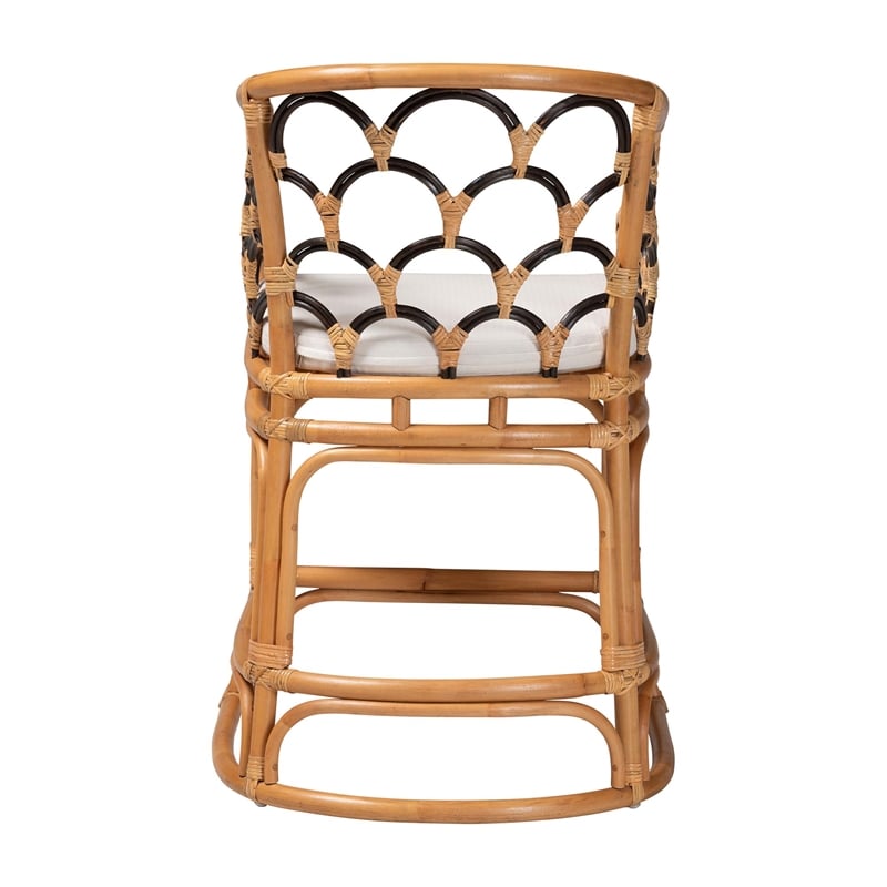 bali & pari Veneto Natural Rattan Counter Stool with Scalloped Back