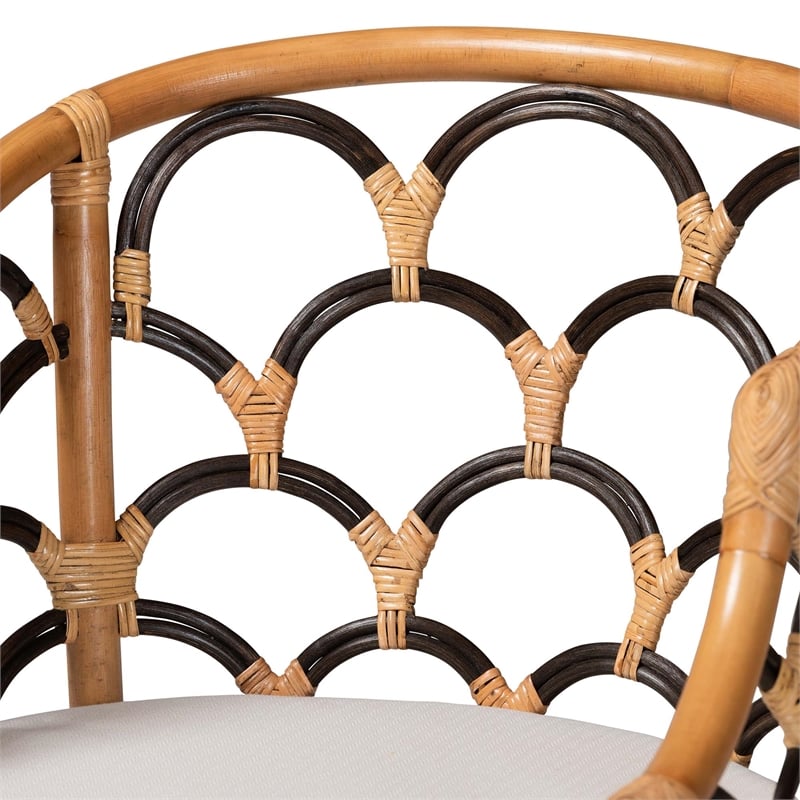 bali & pari Veneto Natural Rattan Counter Stool with Scalloped Back