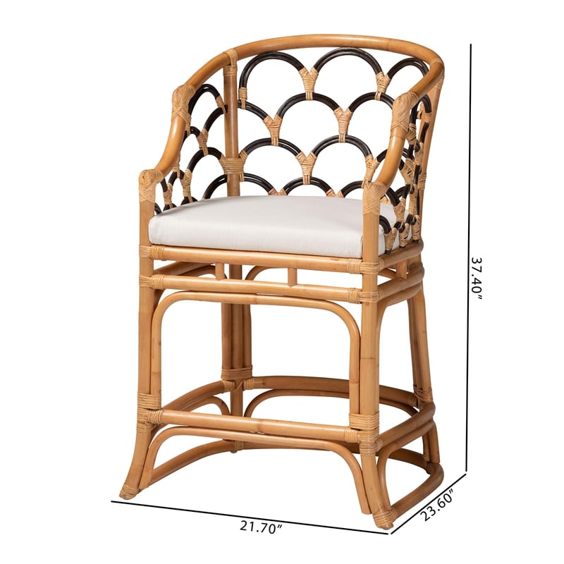 bali & pari Veneto Natural Rattan Counter Stool with Scalloped Back
