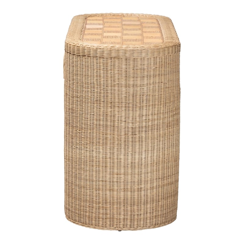 bali & pari Mimi Natural Rattan Checkered Console Table with Drawer