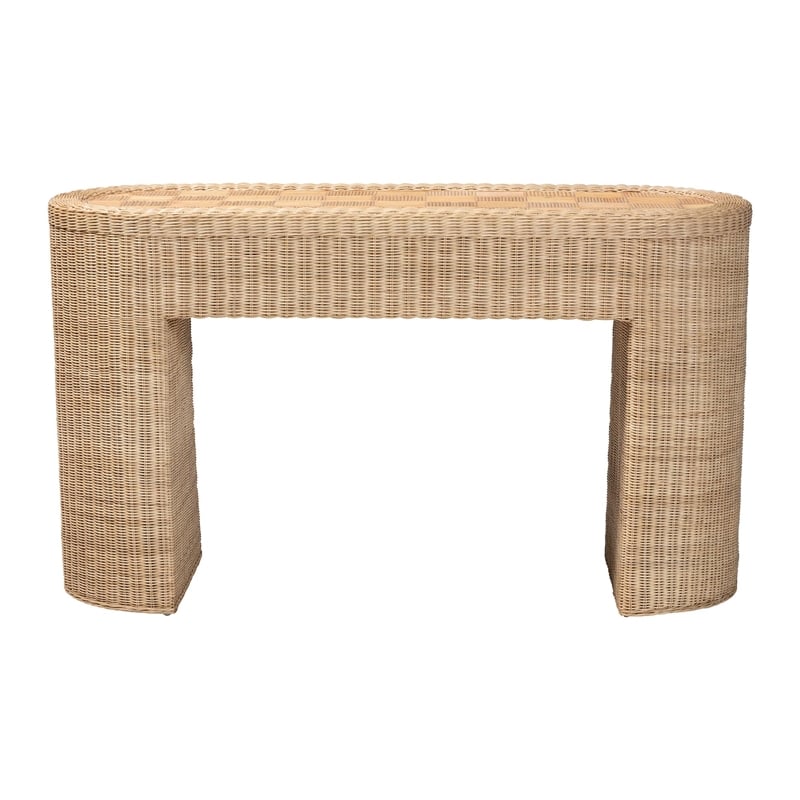 bali & pari Mimi Natural Rattan Checkered Console Table with Drawer