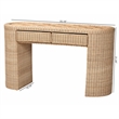 bali & pari Mimi Natural Rattan Checkered Console Table with Drawer