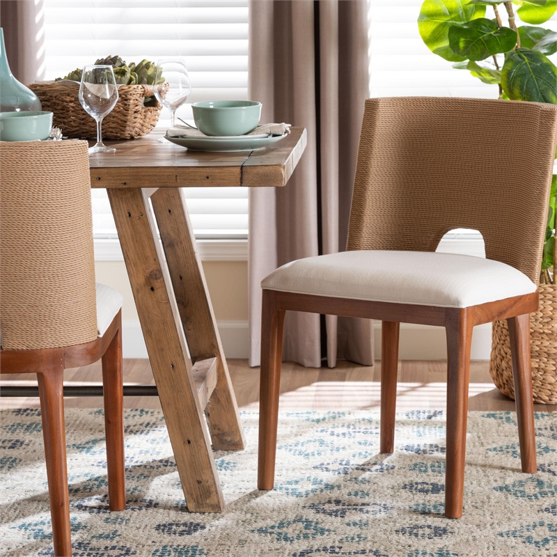 bali & pari Norely Dining Chair with Woven Seagrass Back