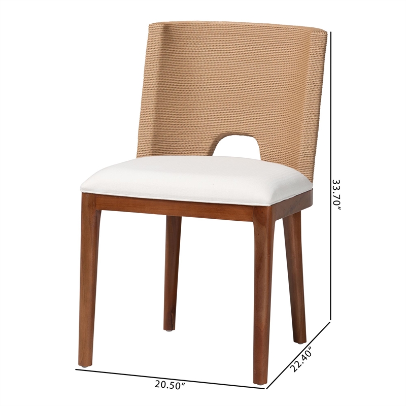 bali & pari Norely Dining Chair with Woven Seagrass Back