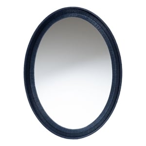 bali & pari Lailan Woven Grasscloth Mirror Oval Navy Blue