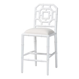 bali & pari Boone Counter Stool with Chinoiserie Design White