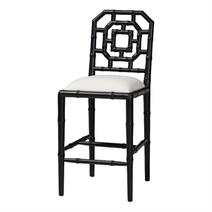 bali & pari Boone Counter Stool with Chinoiserie Design Black