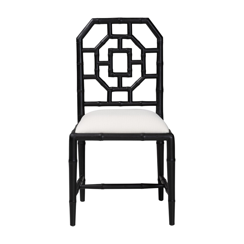 bali & pari Boone Dining Chair with Chinoiserie Design Black