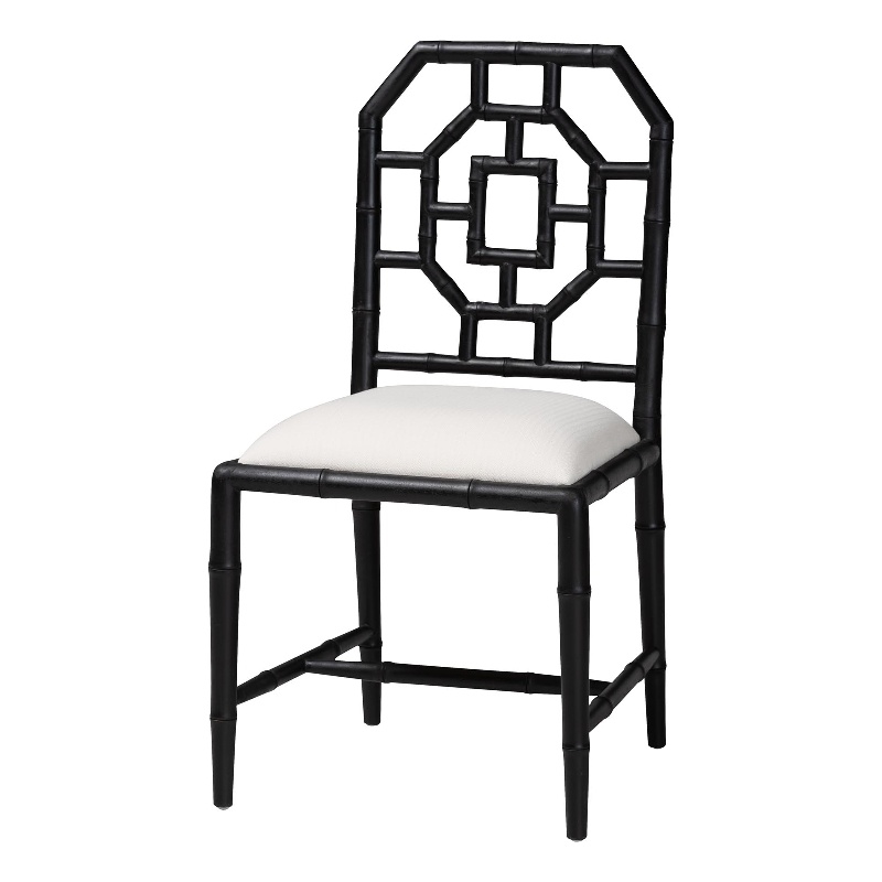 bali & pari Boone Dining Chair with Chinoiserie Design Black