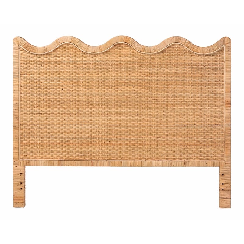 bali & pari Cassio Scalloped Natural Rattan Headboard Queen