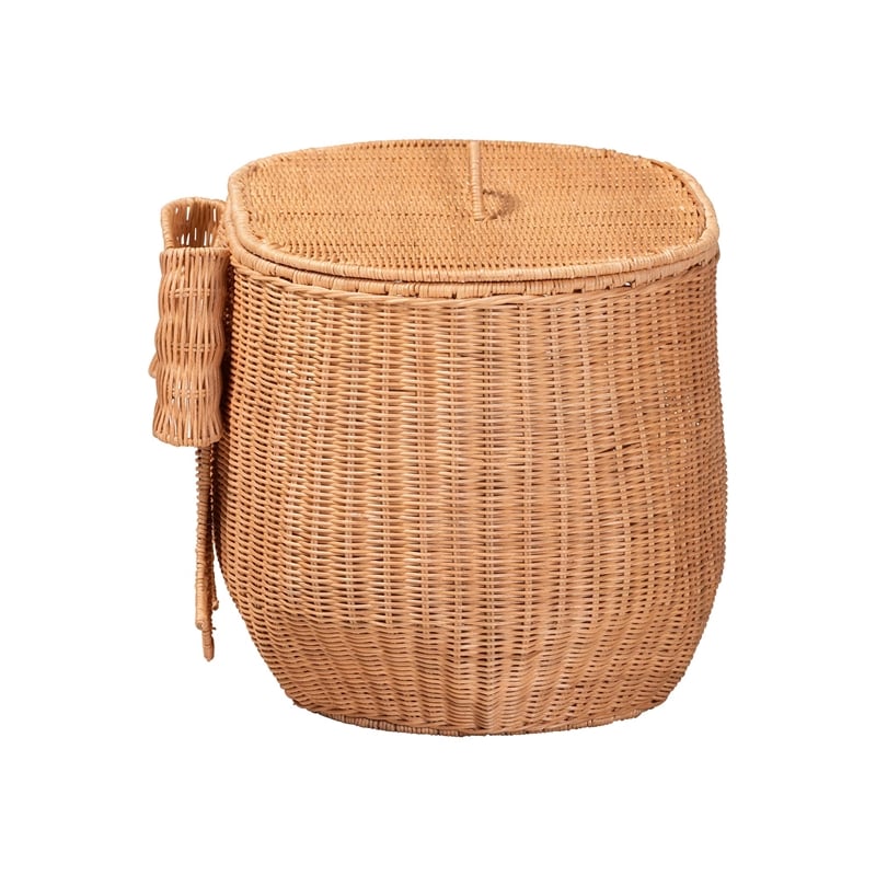 bali & pari Creusa Natural Rattan Laundry Basket with Bow Detail Wide