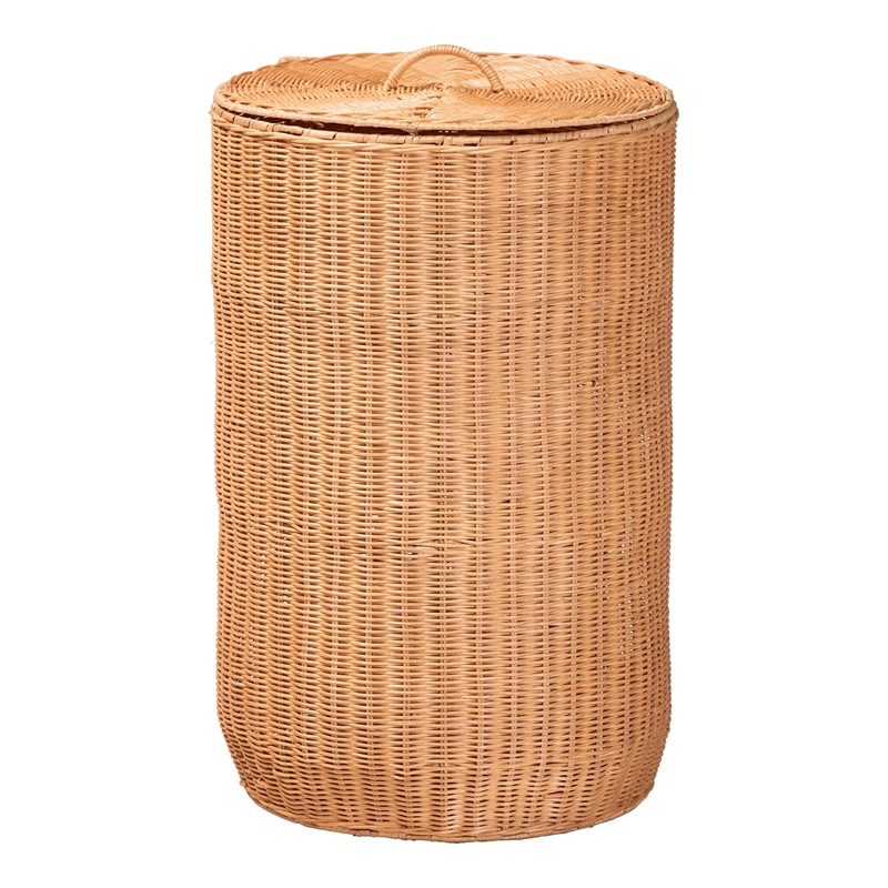bali & pari Creusa Natural Rattan Laundry Basket with Bow Detail Tall