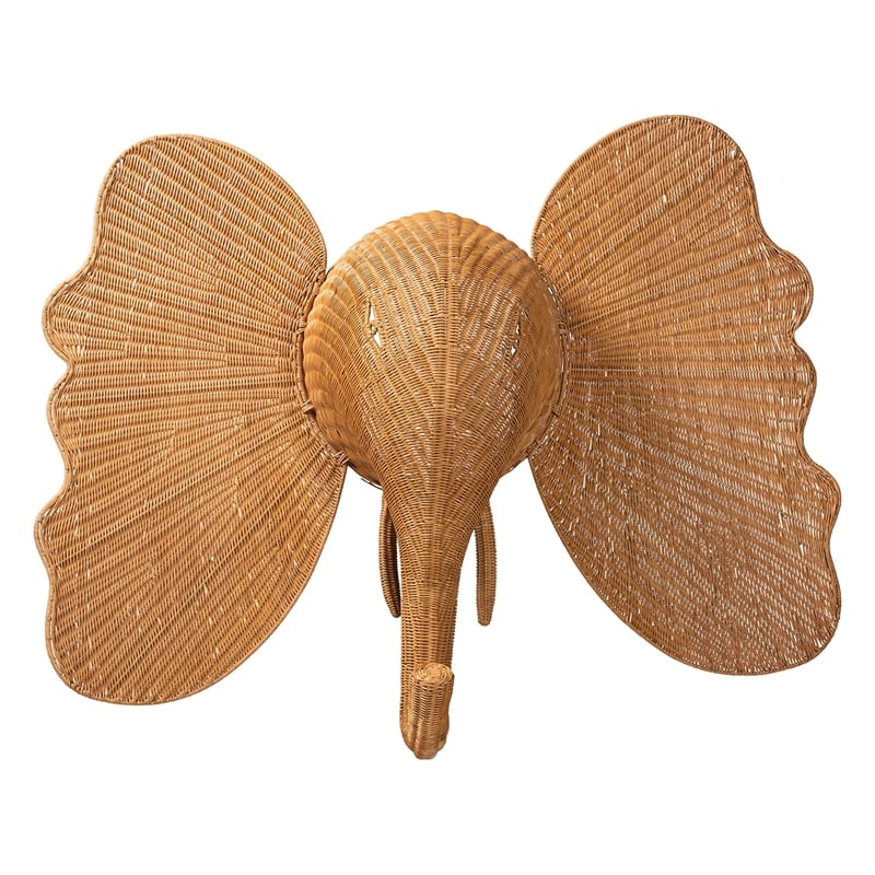bali & pari Elissa Elephant Head Natural Rattan Wall Decor