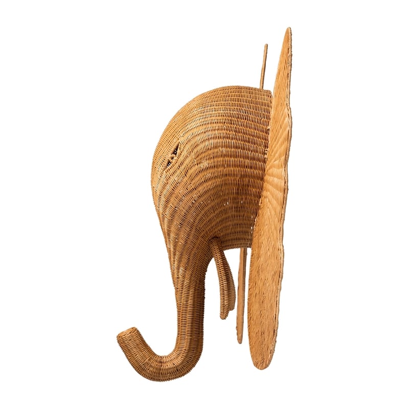 bali & pari Elissa Elephant Head Natural Rattan Wall Decor
