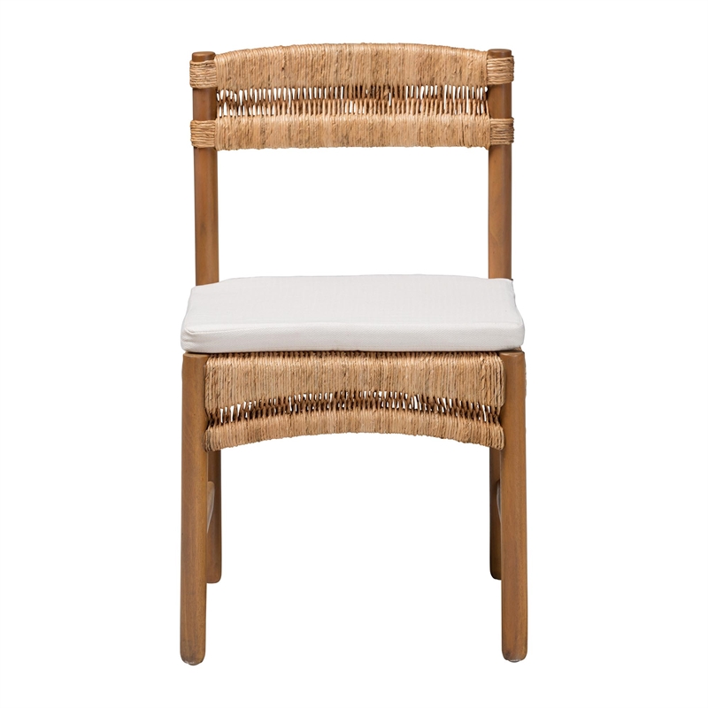 bali & pari Elvera Woven Seagrass and Mahogany Wood Dining Chair