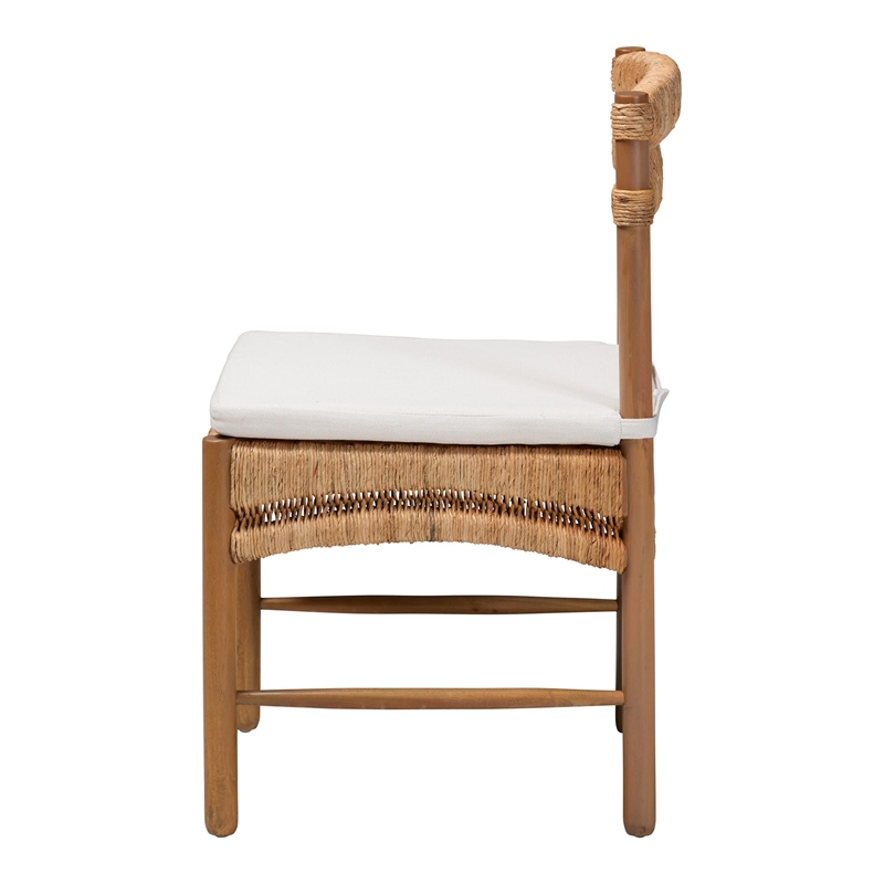 bali & pari Elvera Woven Seagrass and Mahogany Wood Dining Chair