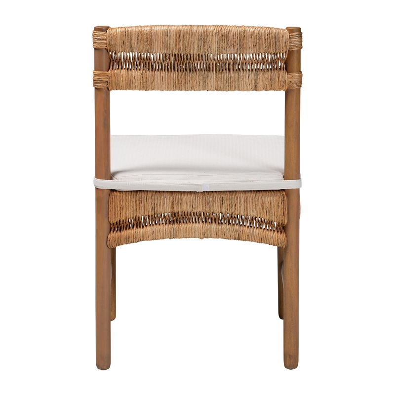 bali & pari Elvera Woven Seagrass and Mahogany Wood Dining Chair