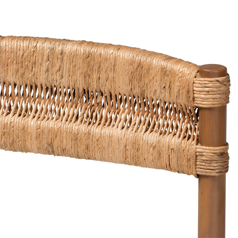 bali & pari Elvera Woven Seagrass and Mahogany Wood Dining Chair