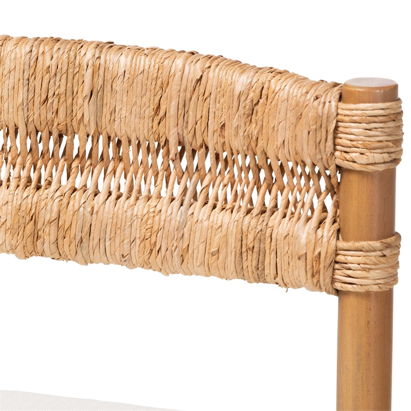 bali & pari Elvera Woven Seagrass and Mahogany Wood Counter Stool