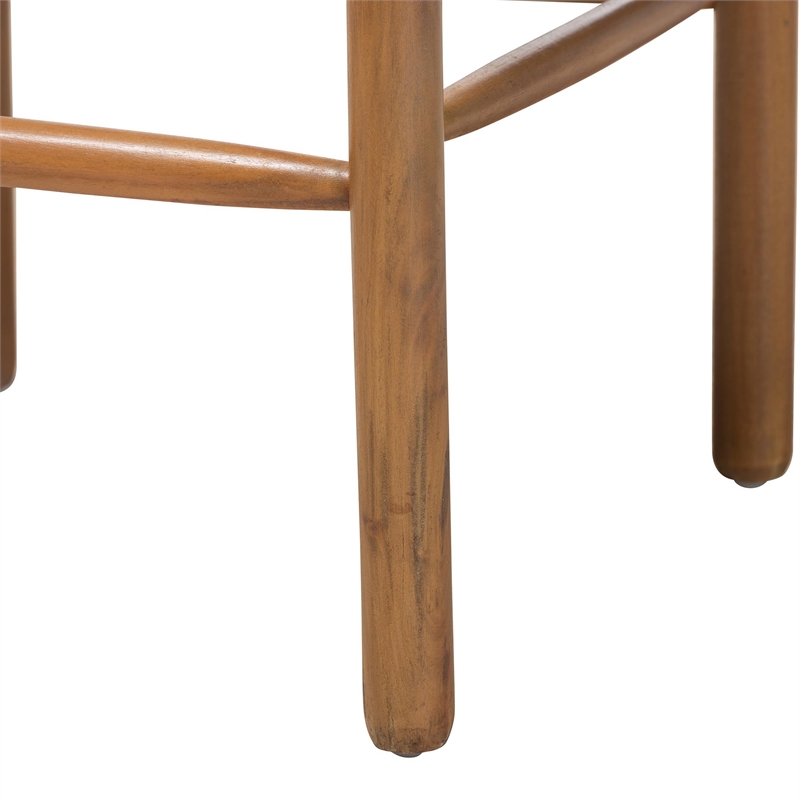 bali & pari Elvera Woven Seagrass and Mahogany Wood Counter Stool