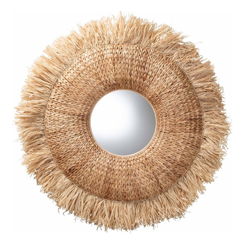 bali & pari Ashra Natural Rattan and Seagrass Wall Mirror with Edge Border