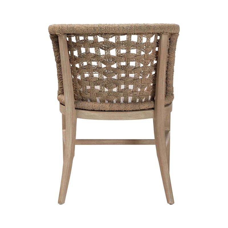 bali & pari Vellon Woven Seagrass and White Wash Mahogany Wood Dining Chair