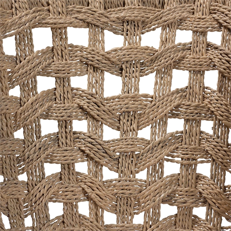 bali & pari Vellon Woven Seagrass and White Wash Mahogany Wood Dining Chair