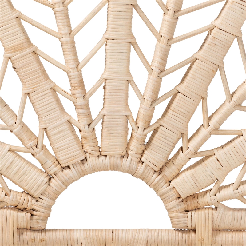 bali & pari Lolita Natural Rattan Freestanding Headboard with Leaf Motif Twin