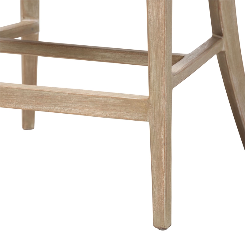 bali & pari Vellon Woven Seagrass and White Wash Mahogany Wood Counter Stool