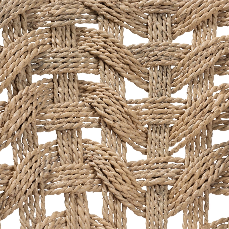bali & pari Vellon Woven Seagrass and White Wash Mahogany Wood Counter Stool