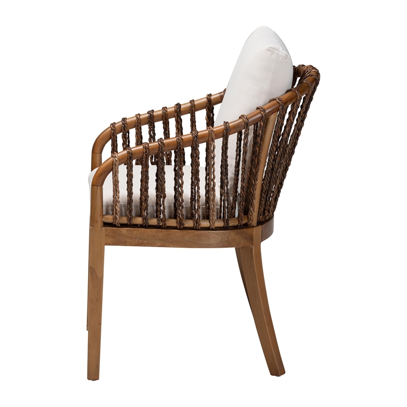 bali & pari Varen Seagrass and Mahogany Wood Dining Chair
